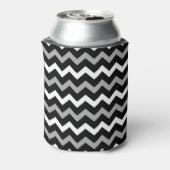Zwart Wit & Grijs Chevron Print Patroon Blikjeskoeler (Blikje Achterkant)