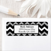 Zwart Wit & Grijs Chevron Print Patroon Etiket (Insitu)