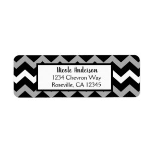 Zwart Wit & Grijs Chevron Print Patroon Etiket