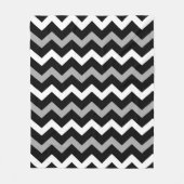 Zwart Wit & Grijs Chevron Print Patroon Fleece Deken (Voorkant)