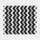 Zwart Wit & Grijs Chevron Print Patroon Fleece Deken (Voorkant (Horizontaal))