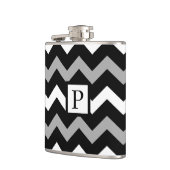 Zwart Wit & Grijs Chevron Print Patroon Heupfles (Links)