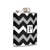 Zwart Wit & Grijs Chevron Print Patroon Heupfles (Rechts)