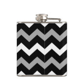 Zwart Wit & Grijs Chevron Print Patroon Heupfles (Achterkant)