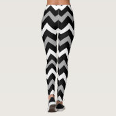 Zwart Wit & Grijs Chevron Print Patroon Leggings (Achterkant)