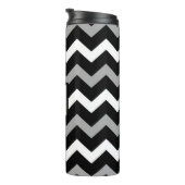 Zwart Wit & Grijs Chevron Print Patroon Thermosbeker (Geroteerd rechts)