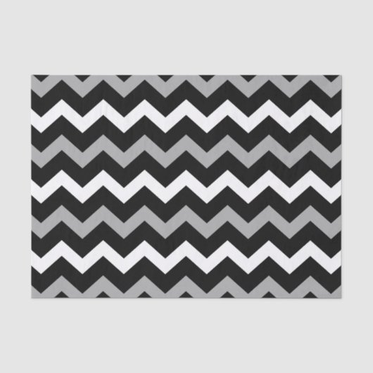 Zwart Wit & Grijs Chevron Print Patroon Tissuepapier (Voorkant)