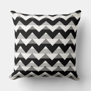 Zwart Wit Grijs Chevron Zigzag Kussen