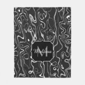 Zwart wit grijs damascus abstracte wervelingen Mon Fleece Deken (Voorkant)