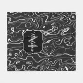 Zwart wit grijs damascus abstracte wervelingen Mon Fleece Deken (Voorkant (Horizontaal))