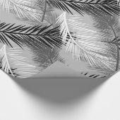 Zwart-wit Grijs/de Grijze Druk van het palmblad, Cadeaupapier (Hoek)
