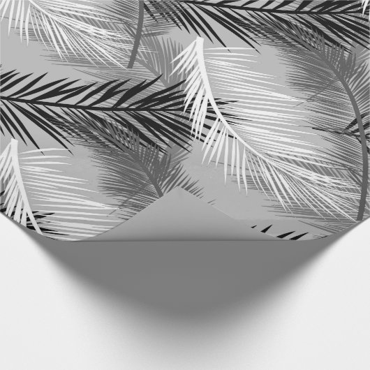 Zwart-wit Grijs/de Grijze Druk van het palmblad, Cadeaupapier (Hoek)