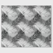 Zwart-wit Grijs/de Grijze Druk van het palmblad, Cadeaupapier (Vlak)