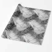 Zwart-wit Grijs/de Grijze Druk van het palmblad, Cadeaupapier (Uitgerold)