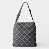 Zwart Wit Grijs Diamant Geometrisch Crossbody Tas (Achterkant)