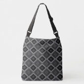 Zwart Wit Grijs Diamant Geometrisch Crossbody Tas (Voorkant)