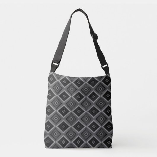 Zwart Wit Grijs Diamant Geometrisch Crossbody Tas (Voorkant)