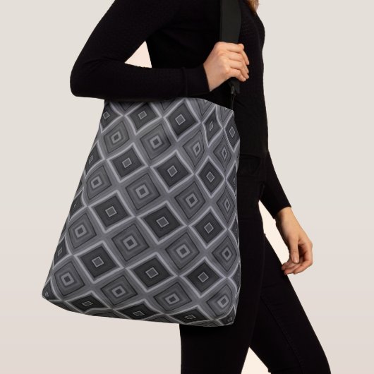 Zwart Wit Grijs Diamant Geometrisch Crossbody Tas (Dichtbij)
