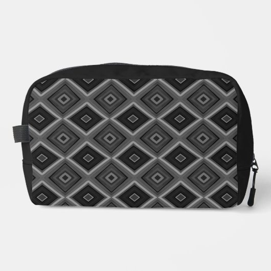 Zwart Wit Grijs Diamant Geometrisch Toilettasje (Voorkant)