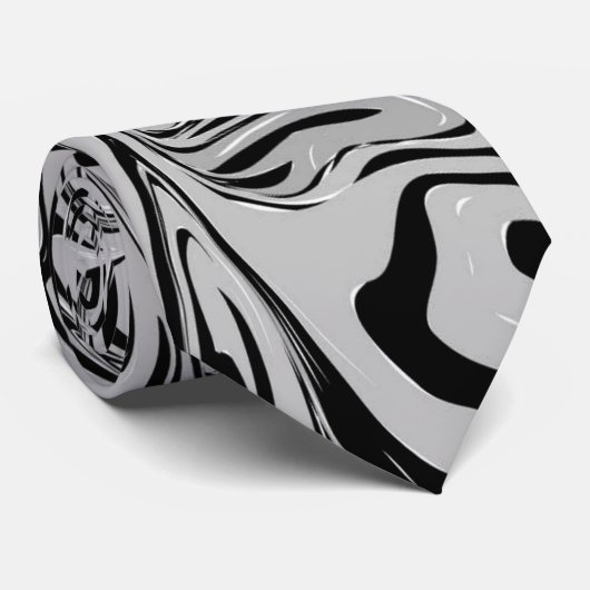 Zwart Wit Grijs Elegant Stijlvol Modern Stropdas (Opgerold)