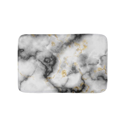 Zwart wit grijs en goudmarmer badmat (Voorkant)
