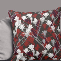 Zwart wit grijs en rood Floral ontwerp