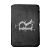 Zwart Wit Grijs Familienaam Klassiek Monogram Badmat (Voorkant Verticaal)