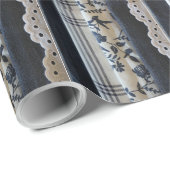 Zwart Wit & Grijs Faux Stof Panelen Cadeaupapier (Rol Hoek)