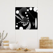 Zwart wit grijs Geometrisch Abstract Ontwerp Poster (Keuken)