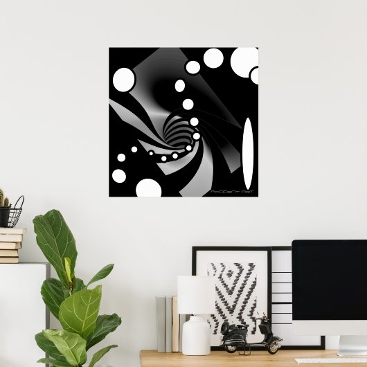 Zwart wit grijs Geometrisch Abstract Ontwerp Poster (Thuiskantoor)