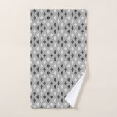 zwart-wit grijs geometrisch fijn patroon bad handdoek (Handdoek)