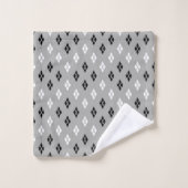 zwart-wit grijs geometrisch fijn patroon bad handdoek (Wasdoekje)