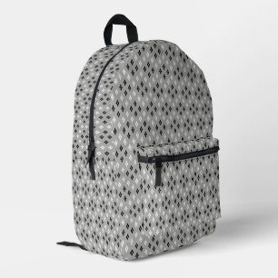 zwart-wit grijs geometrisch fijn patroon bedrukte rugzak