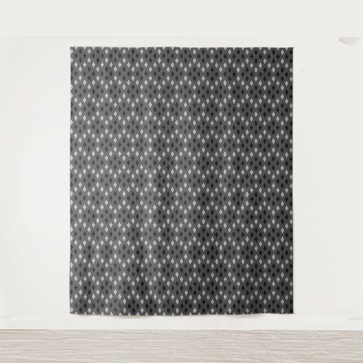 zwart-wit grijs geometrisch fijn patroon wandkleed (Voorkant)