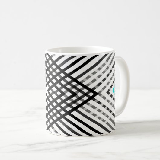 Zwart-wit, grijs geometrisch patroon, munt koffiemok (Voorkant rechts)