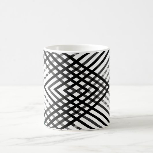 Zwart-wit, grijs geometrisch patroon, munt koffiemok (Center)