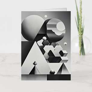 Zwart wit grijs geometrische vormen folie wenskaart