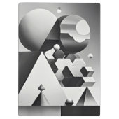 Zwart wit grijs geometrische vormen klembord (Achterkant)
