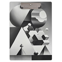 Zwart wit grijs geometrische vormen klembord