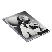 Zwart wit grijs geometrische vormen notitieboek (Rechterzijde)