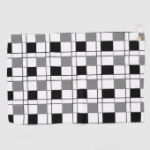 Zwart wit grijs geruit patroon golfhanddoek (Horizontaal)