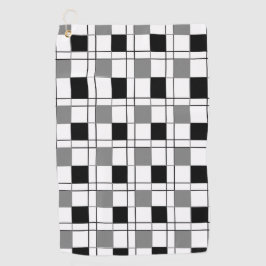 Zwart wit grijs geruit patroon golfhanddoek