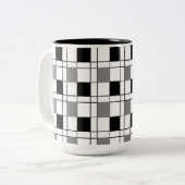 Zwart Wit Grijs Geruit Patroon Tweekleurige Koffiemok (Voorkant links)