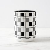 Zwart Wit Grijs Geruit Patroon Tweekleurige Koffiemok (Center)