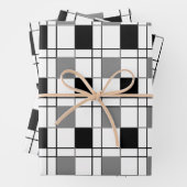 Zwart wit grijs geruite tartan geruit patroon inpakpapier vel (In situ)