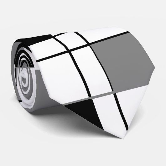 Zwart wit grijs geruite tartan geruit patroon stropdas (Opgerold)