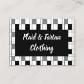 Zwart wit grijs geruite tartan geruit patroon visitekaartje (Voorkant)