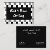 Zwart wit grijs geruite tartan geruit patroon visitekaartje (Voorkant / Achterkant)