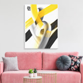 Zwart Wit Grijs Goud Abstract Canvas Afdruk (Insitu (Woonkamer))