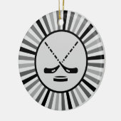 Zwart Wit & Grijs Hockey Speler Coach Gift Trendy Keramisch Ornament (Links)